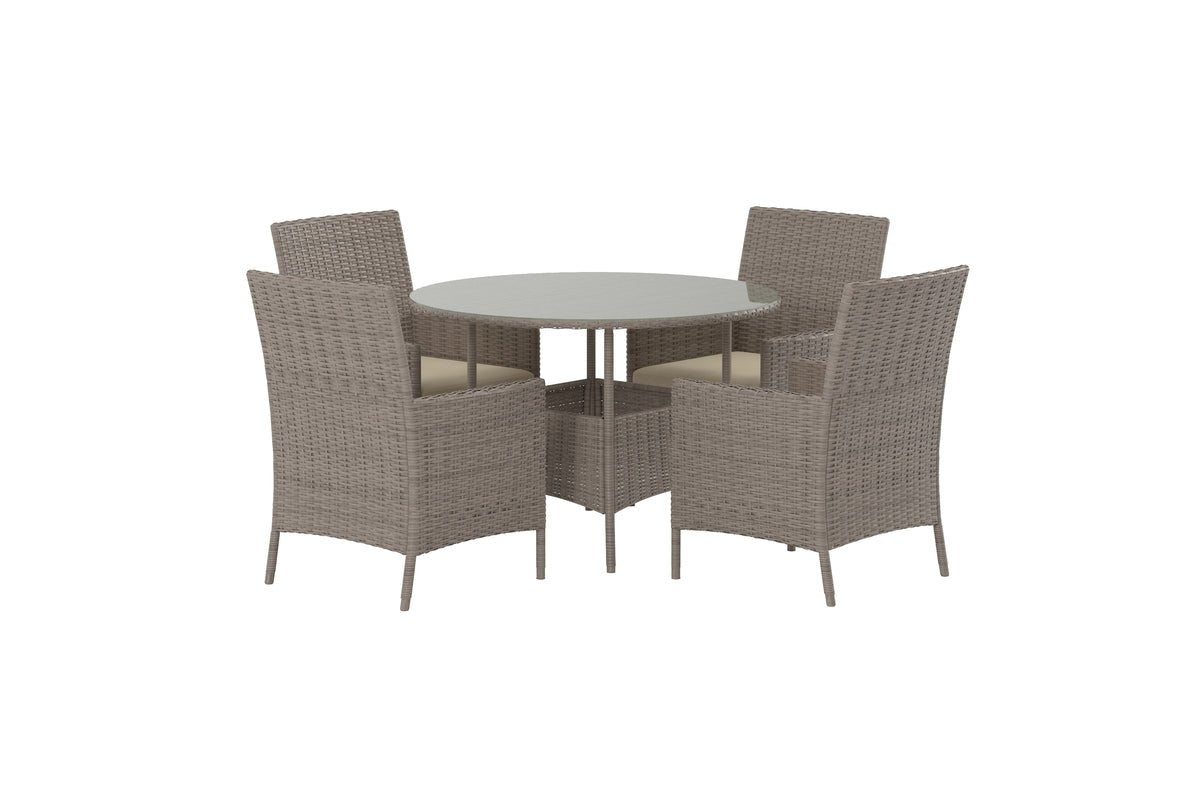 Garten Essgruppe Norimo – 5-teiliges Set aus synthetischem Rattan