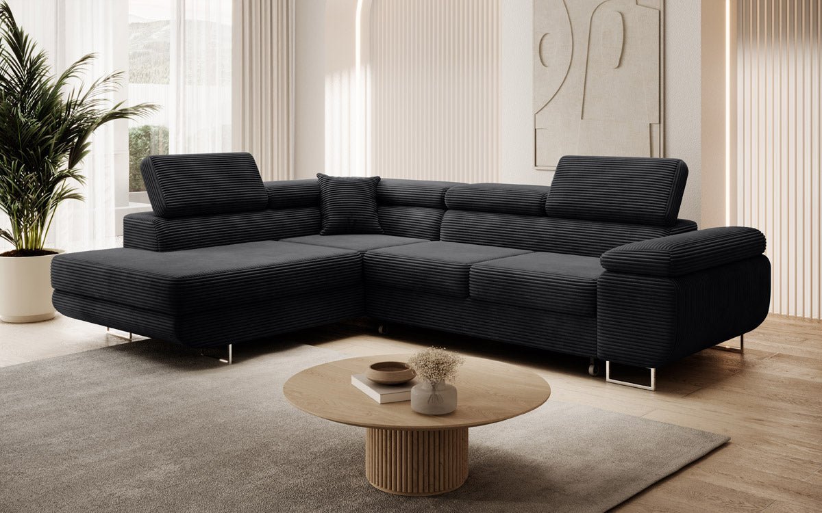 Designer Sofa Aston mit Schlaf- und Klappfunktion aus Cord