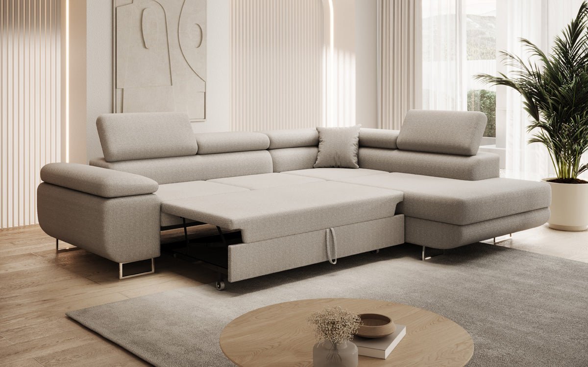 Designer Sofa Aston mit Schlaf- und Klappfunktion aus Bouclé