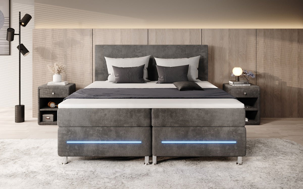 Boxspringbett Simple mit LED in Cord