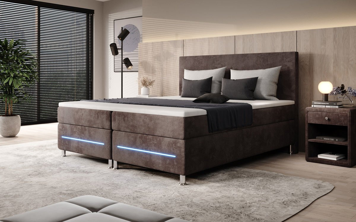 Boxspringbett Simple mit LED in Cord