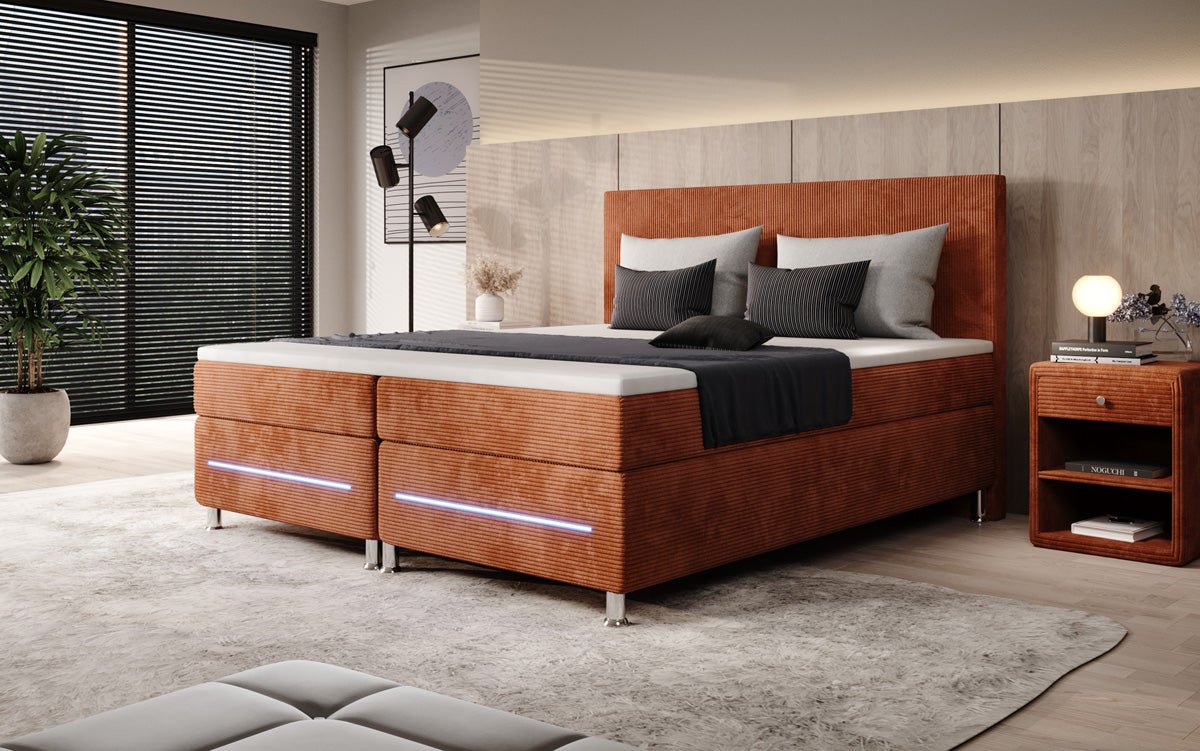 Boxspringbett Simple mit LED in Cord