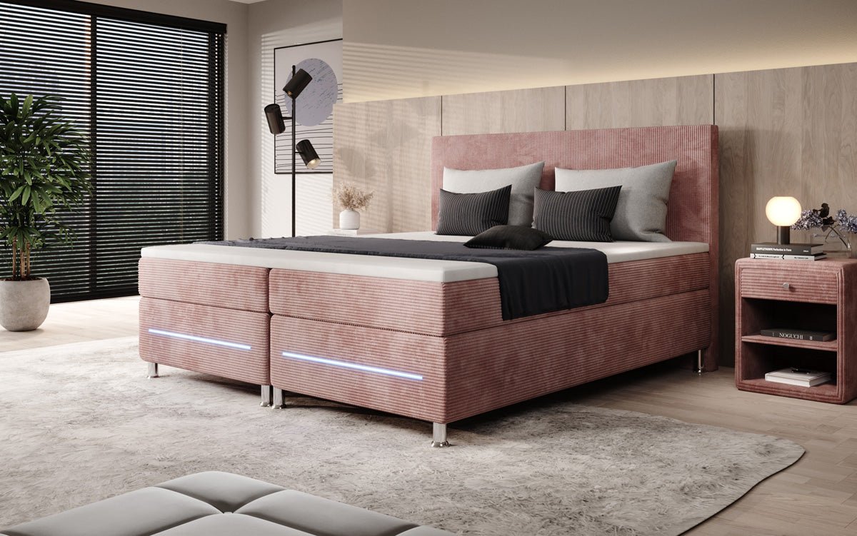 Boxspringbett Simple mit LED in Cord