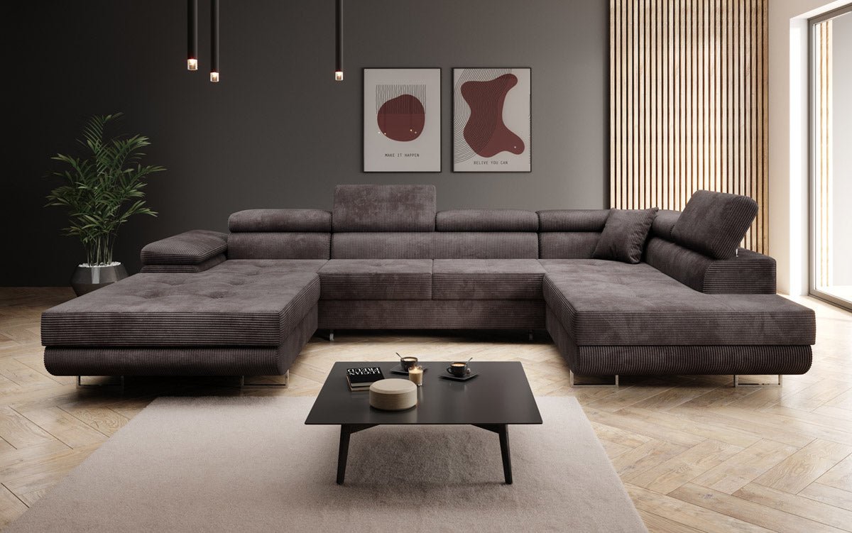 Designer Sofa Lago mit Schlaf - und Klappfunktion in Cord