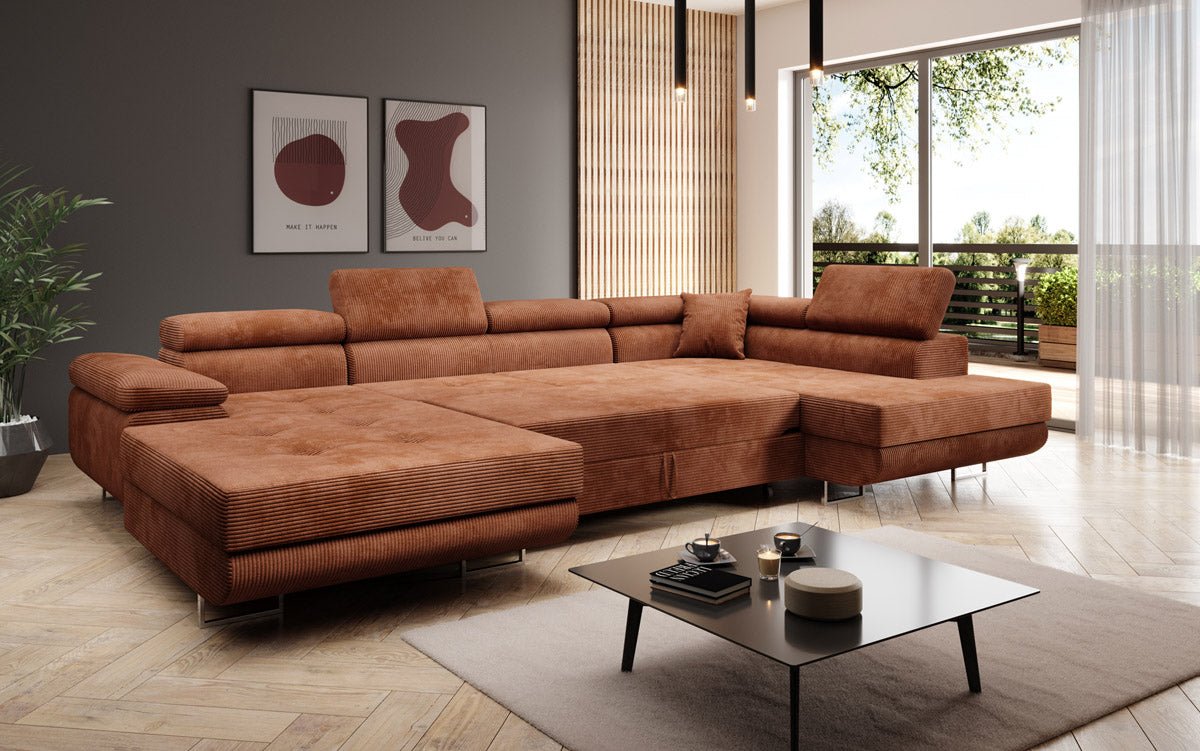 Designer Sofa Lago mit Schlaf - und Klappfunktion in Cord