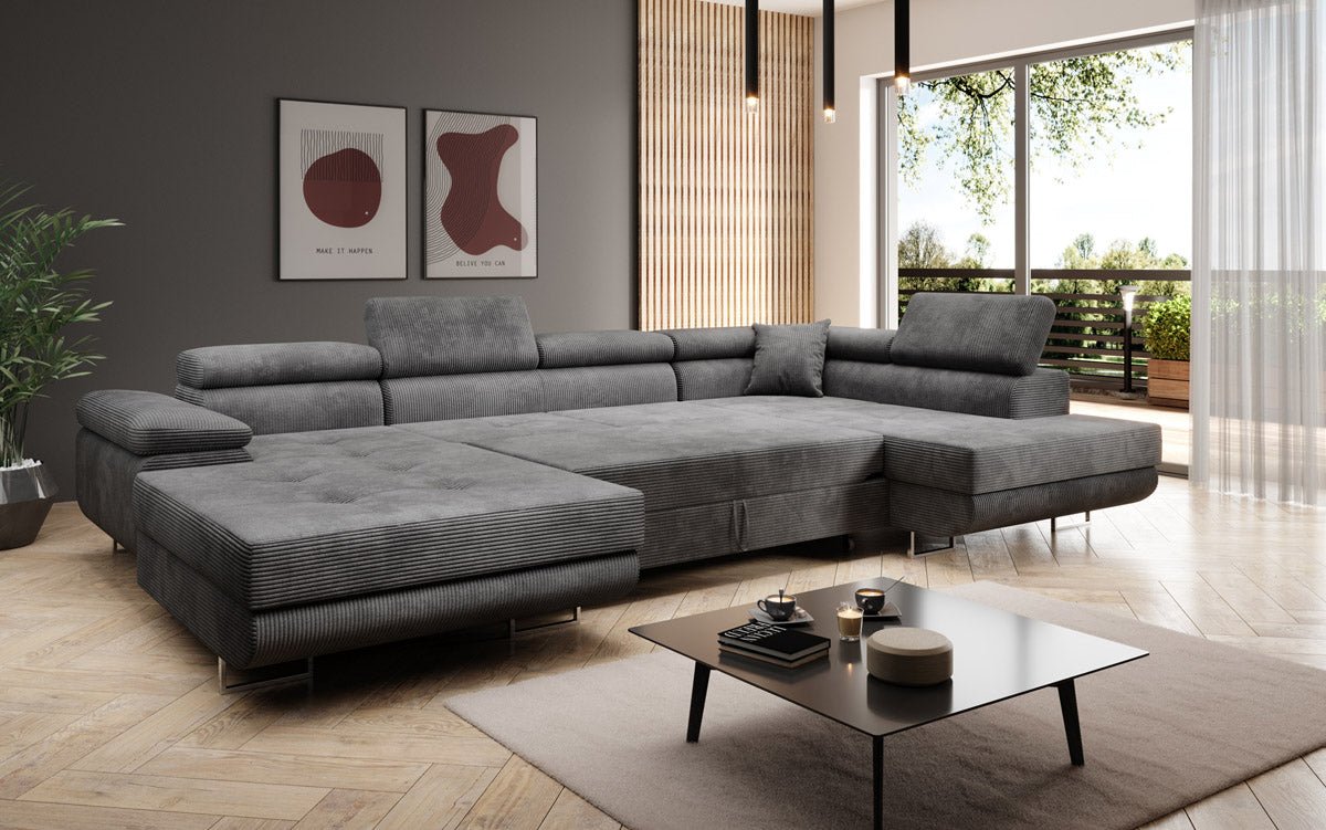 Designer Sofa Lago mit Schlaf - und Klappfunktion in Cord