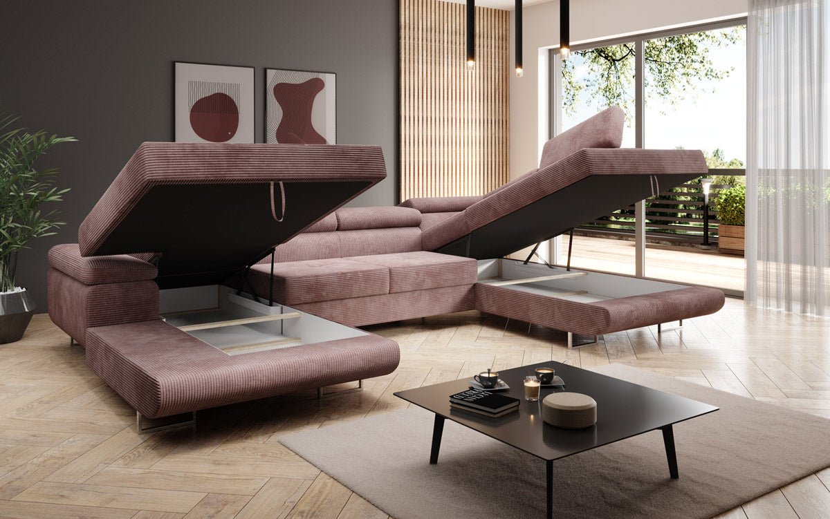 Designer Sofa Lago mit Schlaf - und Klappfunktion in Cord