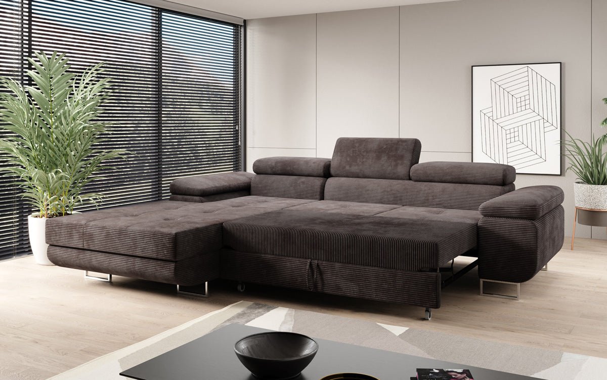 Designer Sofa Calvera mit Schlaf- und Klappfunktion in Cord