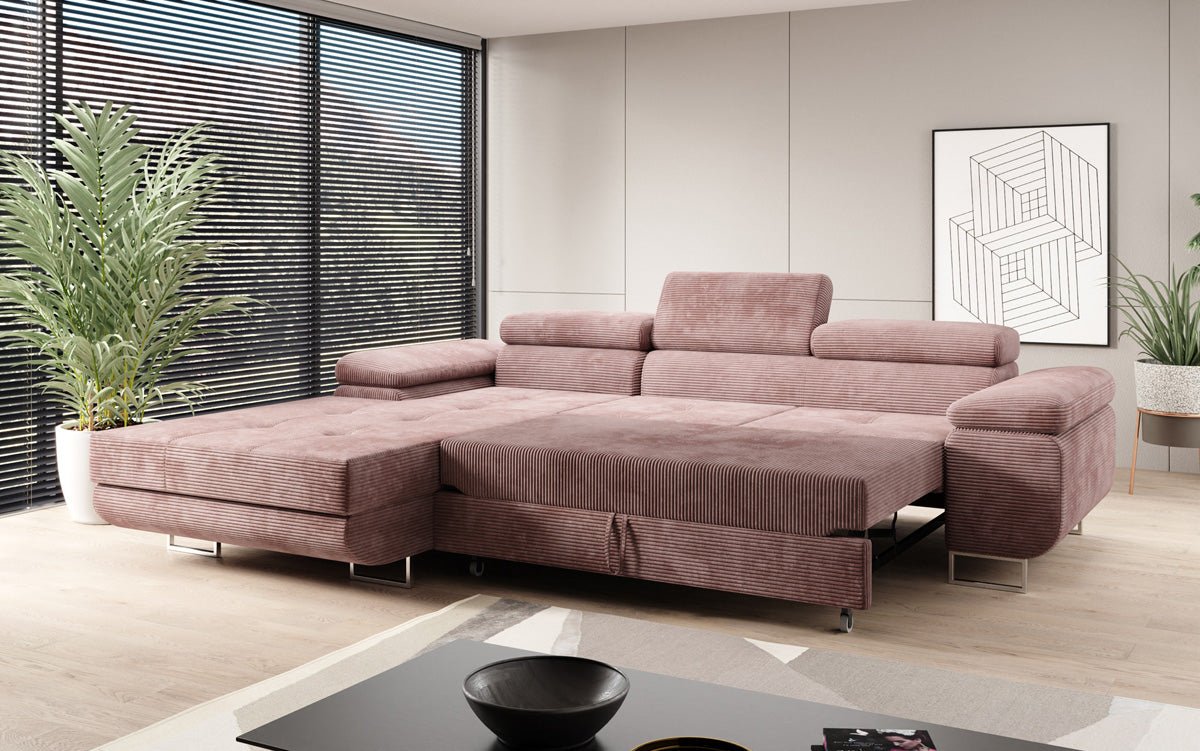 Designer Sofa Calvera mit Schlaf- und Klappfunktion in Cord
