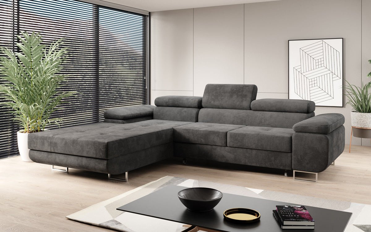 Designer Sofa Calvera mit Schlaf- und Klappfunktion in Cord