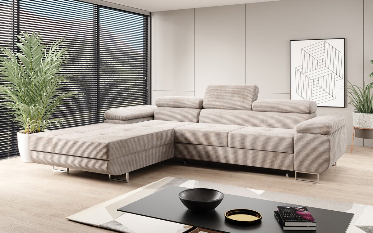 Designer Sofa Calvera mit Schlaf- und Klappfunktion in Cord