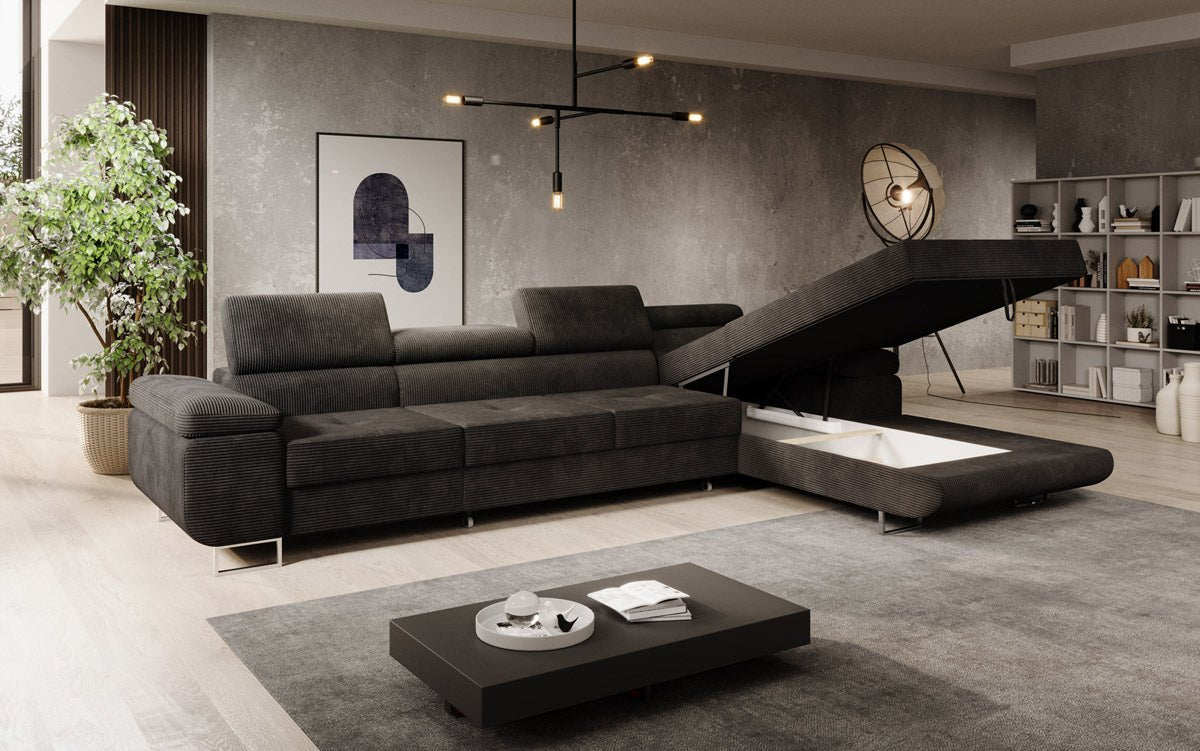 Designer Sofa Calvera Maxi mit Schlaf- und Klappfunktion in Cord