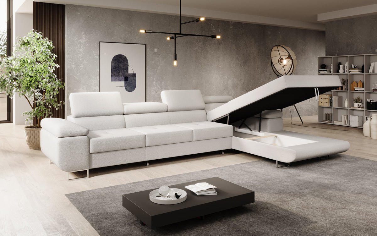 Designer Sofa Calvera Maxi mit Schlaf- und Klappfunktion in Bouclé