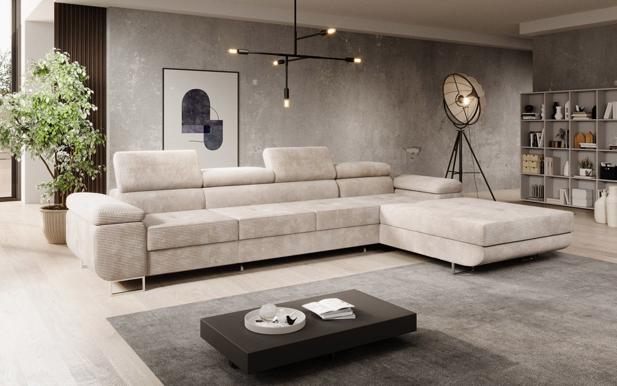 Designer Sofa Calvera Maxi mit Schlaf- und Klappfunktion in Cord