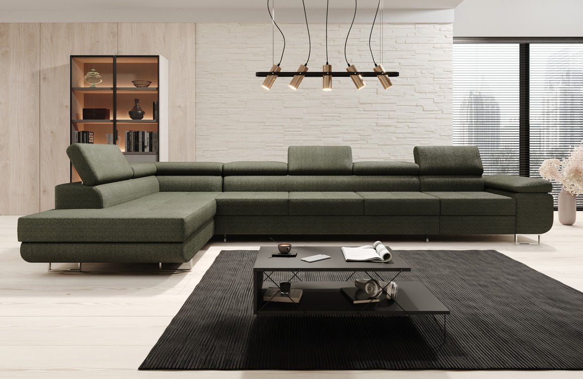 Designer Sofa Maxi mit Schlaf - und Klappfunktion in Bouclé