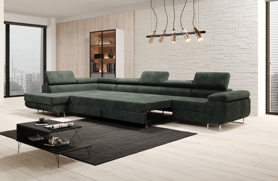 Designer Sofa Maxi mit Schlaf - und Klappfunktion in Cord