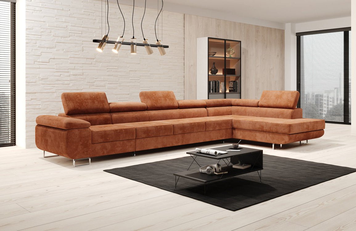 Designer Sofa Maxi mit Schlaf - und Klappfunktion in Cord