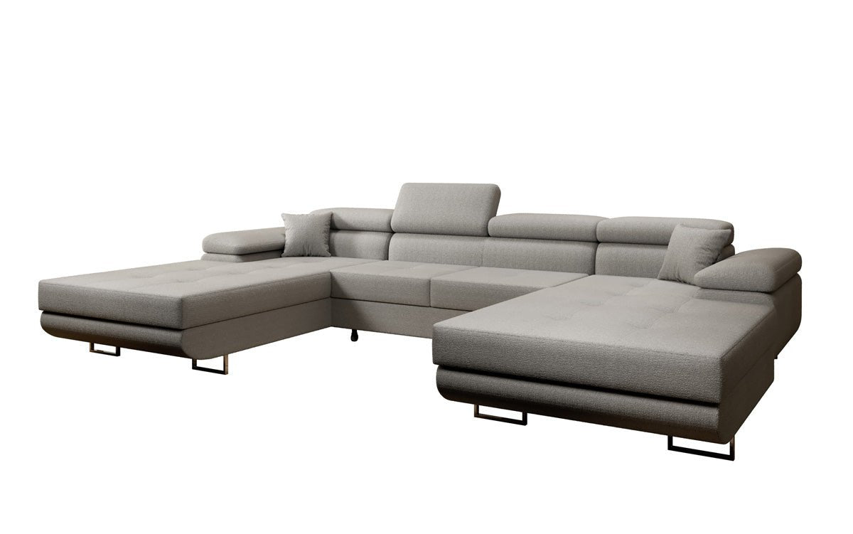 Designer Sofa Calvera U mit Schlaf- und Klappfunktion in Bouclé