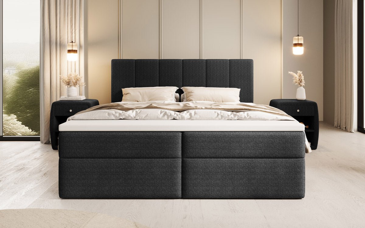 Boxspringbett Aurelia Bouclé mit Stauraum