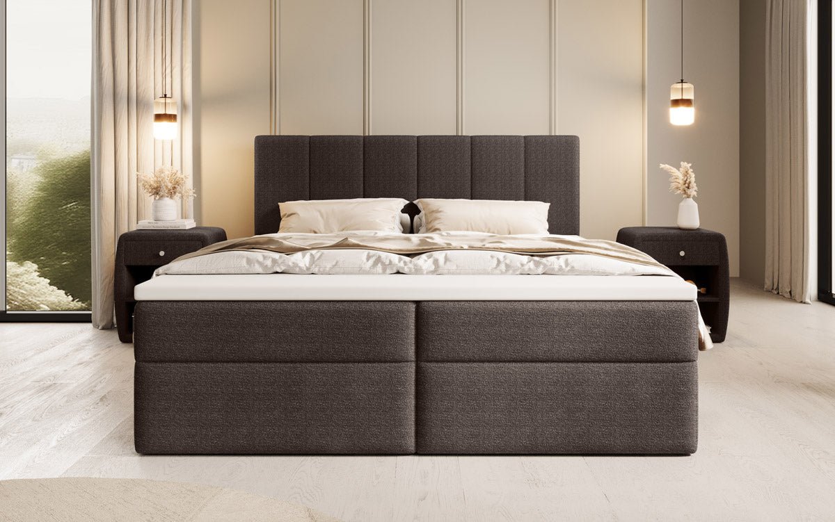 Boxspringbett Aurelia Bouclé mit Stauraum