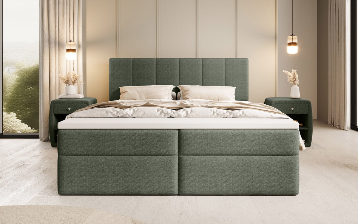 Boxspringbett Aurelia Bouclé mit Stauraum