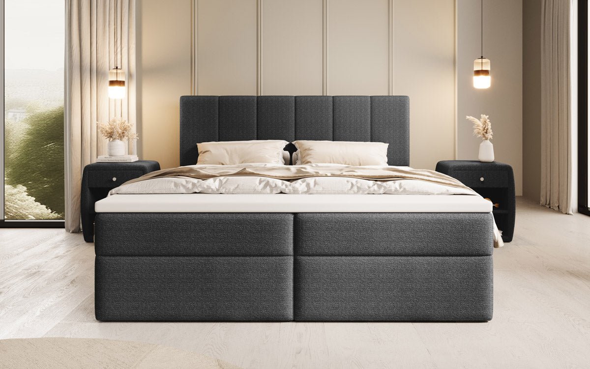 Boxspringbett Aurelia Bouclé mit Stauraum
