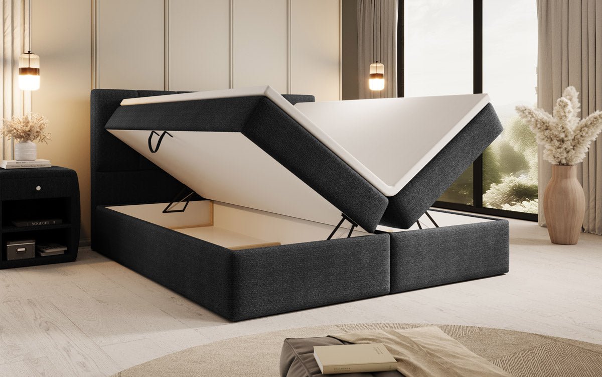 Boxspringbett Aurelia Bouclé mit Stauraum