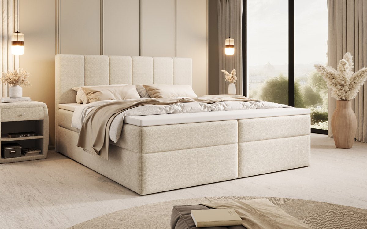 Boxspringbett Aurelia Bouclé mit Stauraum