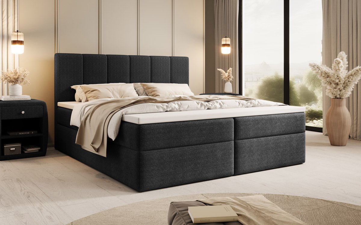 Boxspringbett Aurelia Bouclé mit Stauraum