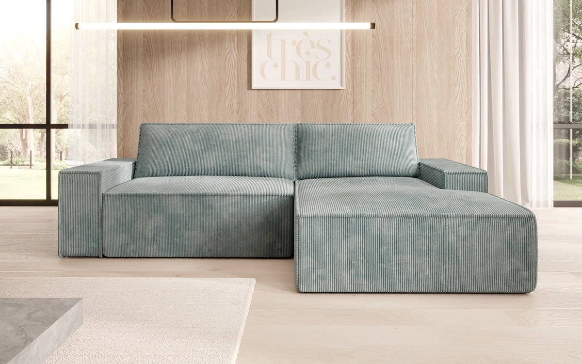 Designer Sofa Corino in Cord mit Schlaf- und Klappfunktion