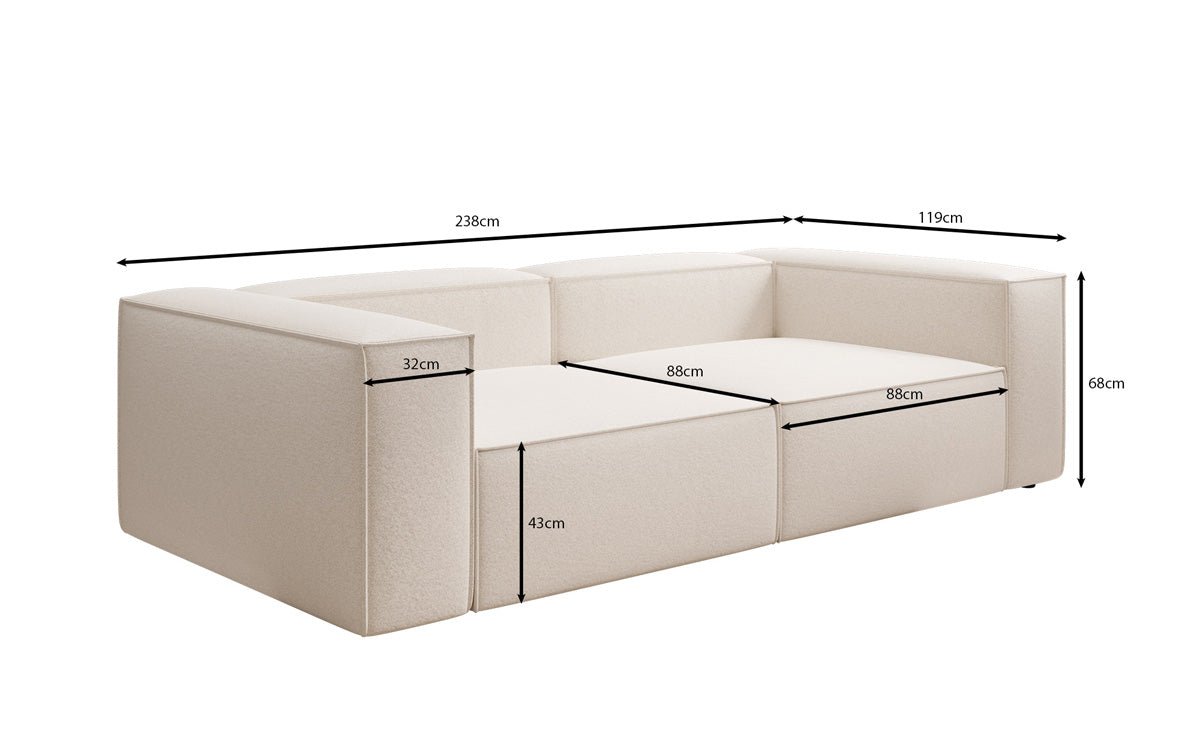 Designer Sofa Lesley 3 Sitzer in Strukturstoff