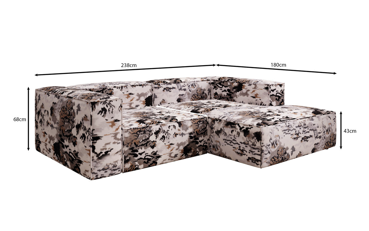 Designer Ecksofa Lesley Mini - Jacquard mit Aquarell-Muster