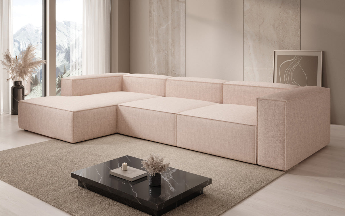 Designer Ecksofa Lesley in Leinen-Optik