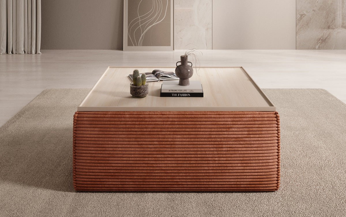 Beistellhocker/Couchtisch Lesley mit Stauraum in Cord