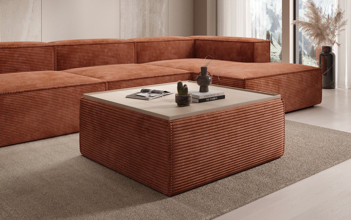 Beistellhocker/Couchtisch Lesley mit Stauraum in Cord