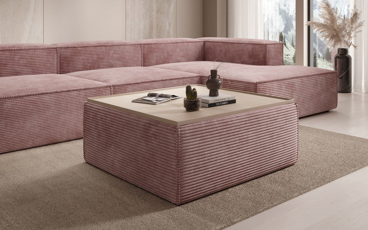 Beistellhocker/Couchtisch Lesley mit Stauraum in Cord