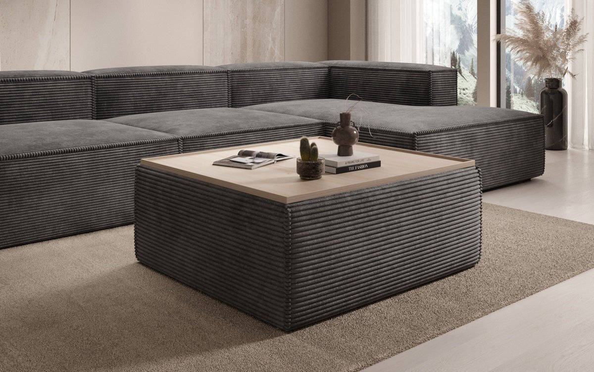 Beistellhocker/Couchtisch Lesley mit Stauraum in Cord