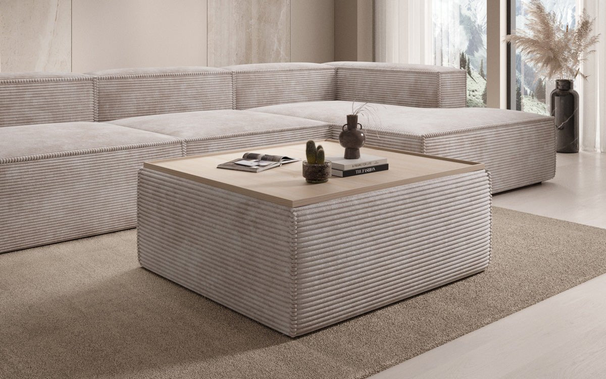 Beistellhocker/Couchtisch Lesley mit Stauraum in Cord