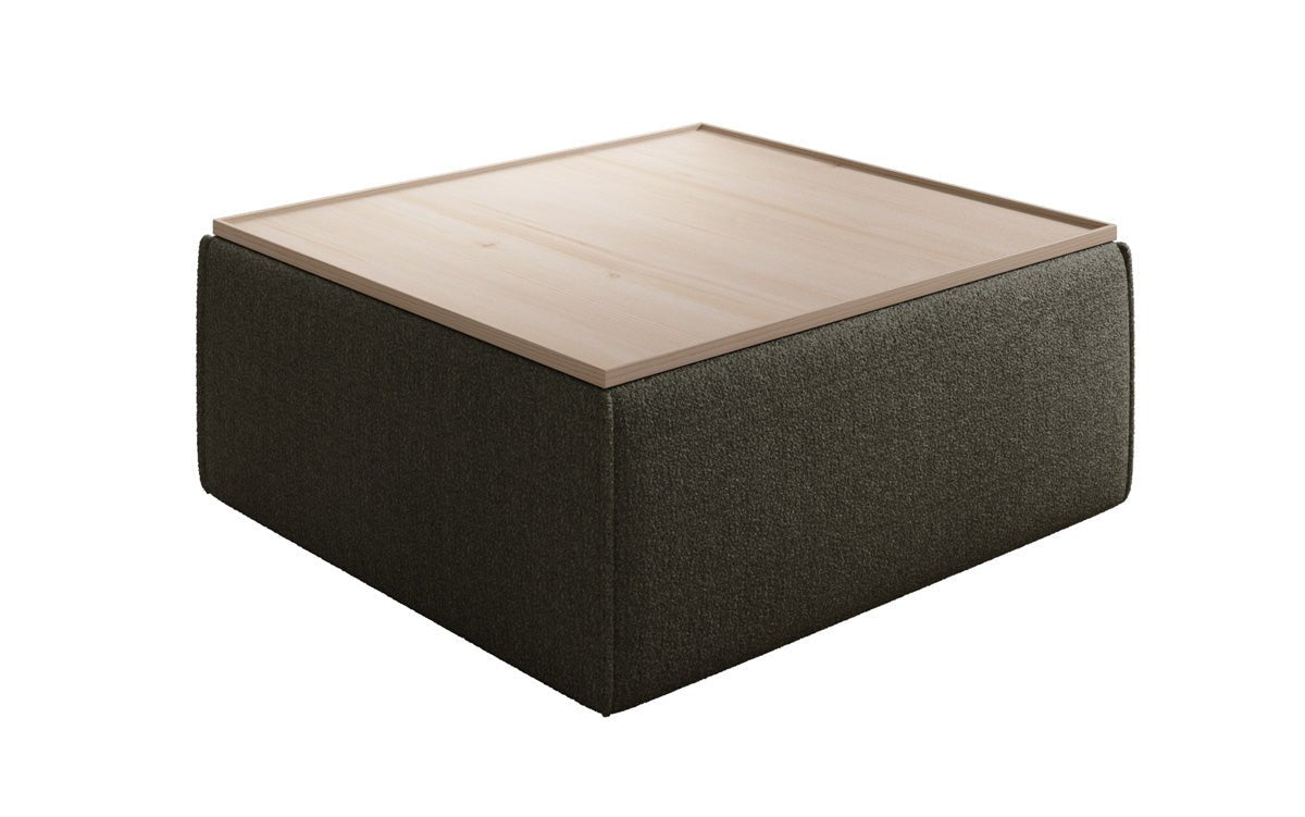 Beistellhocker/Couchtisch Lesley mit Stauraum in Bouclé