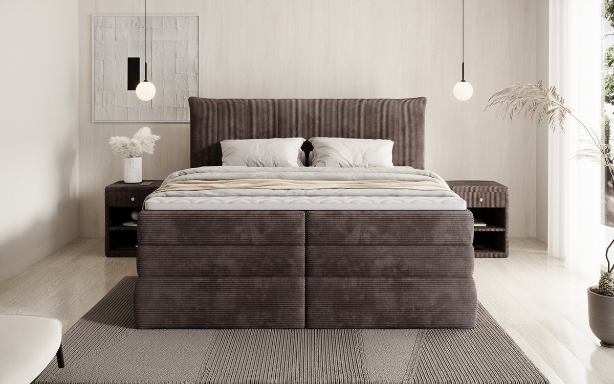 Boxspringbett Stella mit Stauraum in Cord