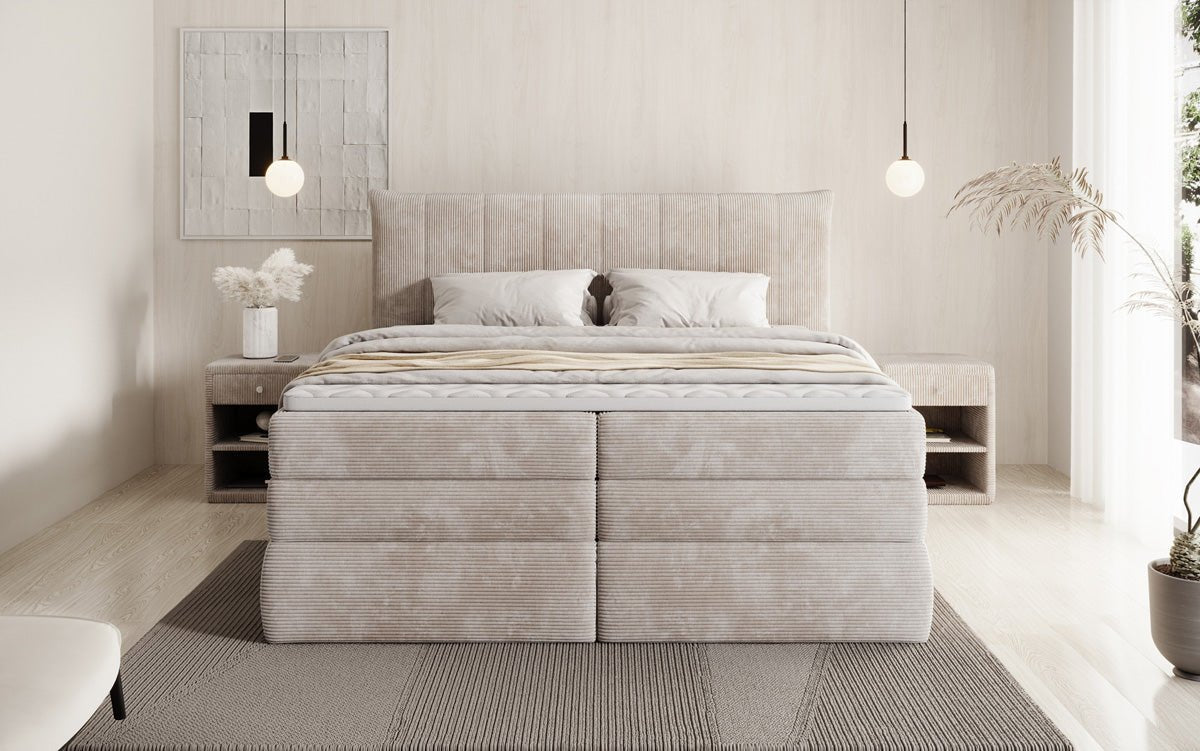 Boxspringbett Stella mit Stauraum in Cord