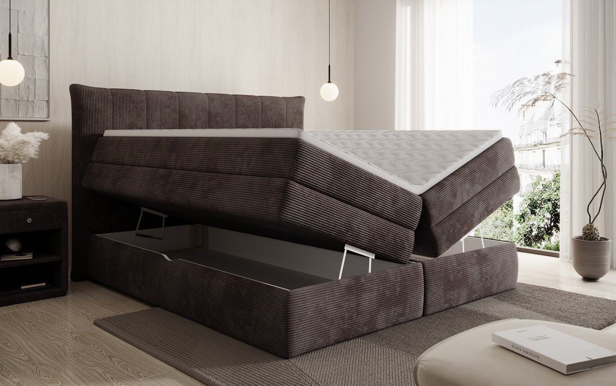 Boxspringbett Stella mit Stauraum in Cord