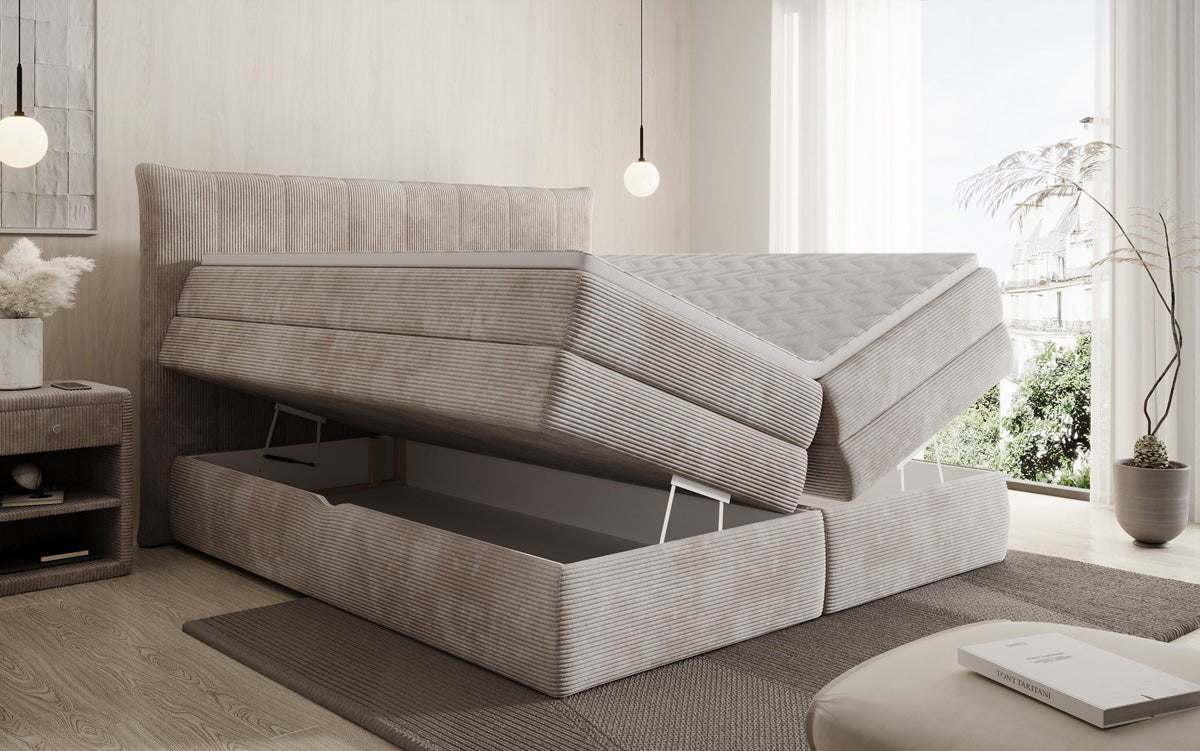 Boxspringbett Stella mit Stauraum in Cord