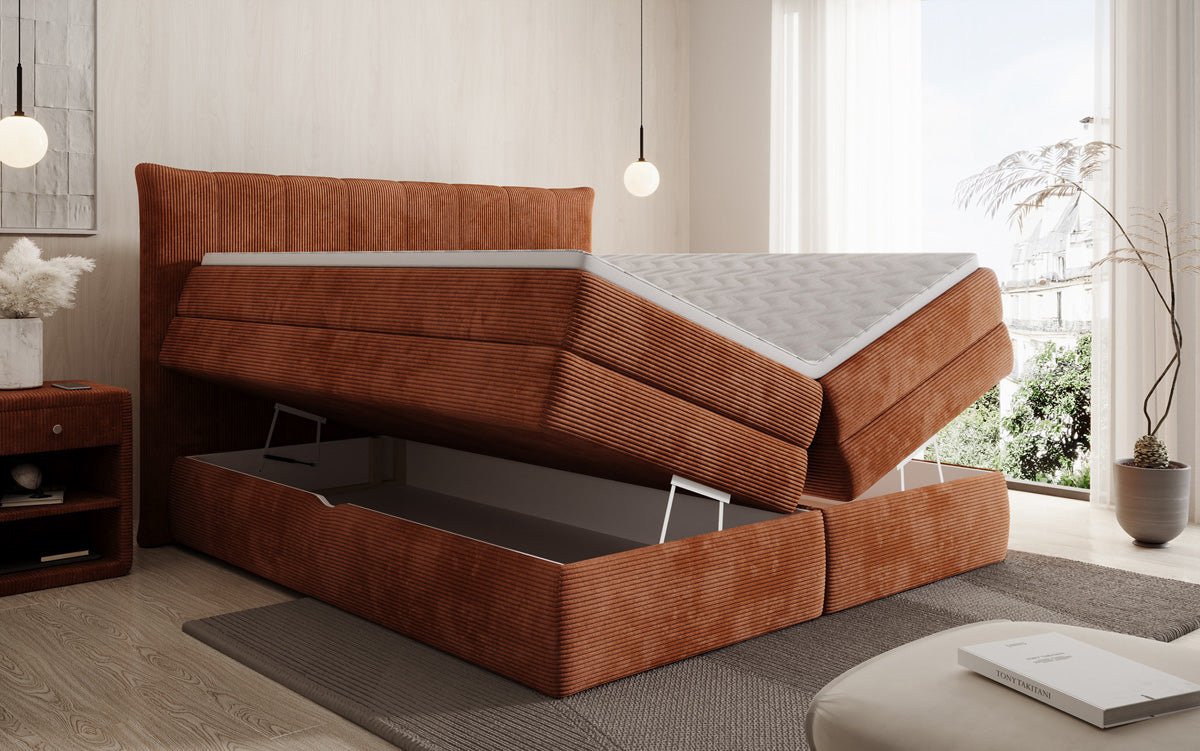 Boxspringbett Stella mit Stauraum in Cord