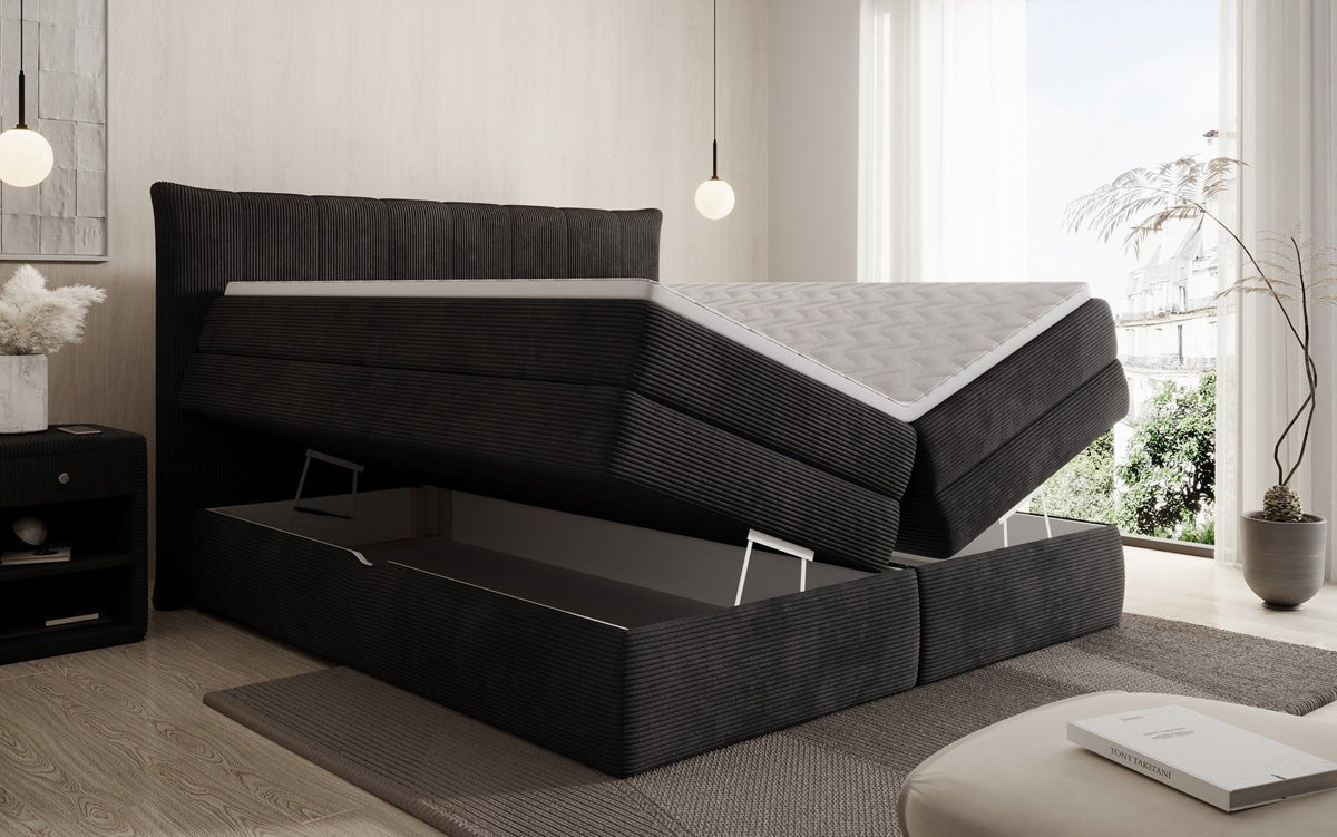 Boxspringbett Stella mit Stauraum in Cord