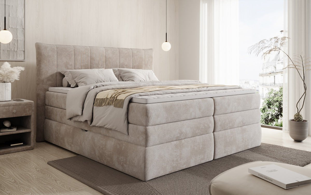 Boxspringbett Stella mit Stauraum in Cord