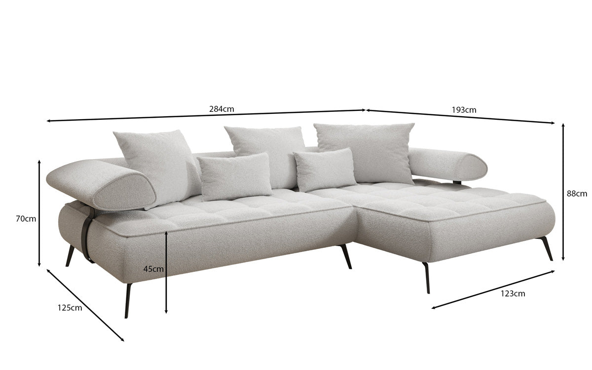 Designer Sofa Sydney L II Bouclé mit elektrischer Schlaffunktion