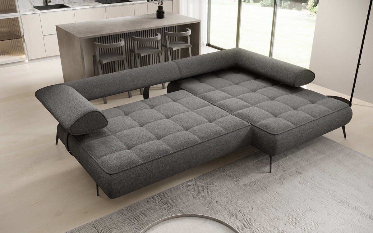 Designer Sofa Sydney L II Bouclé mit elektrischer Schlaffunktion