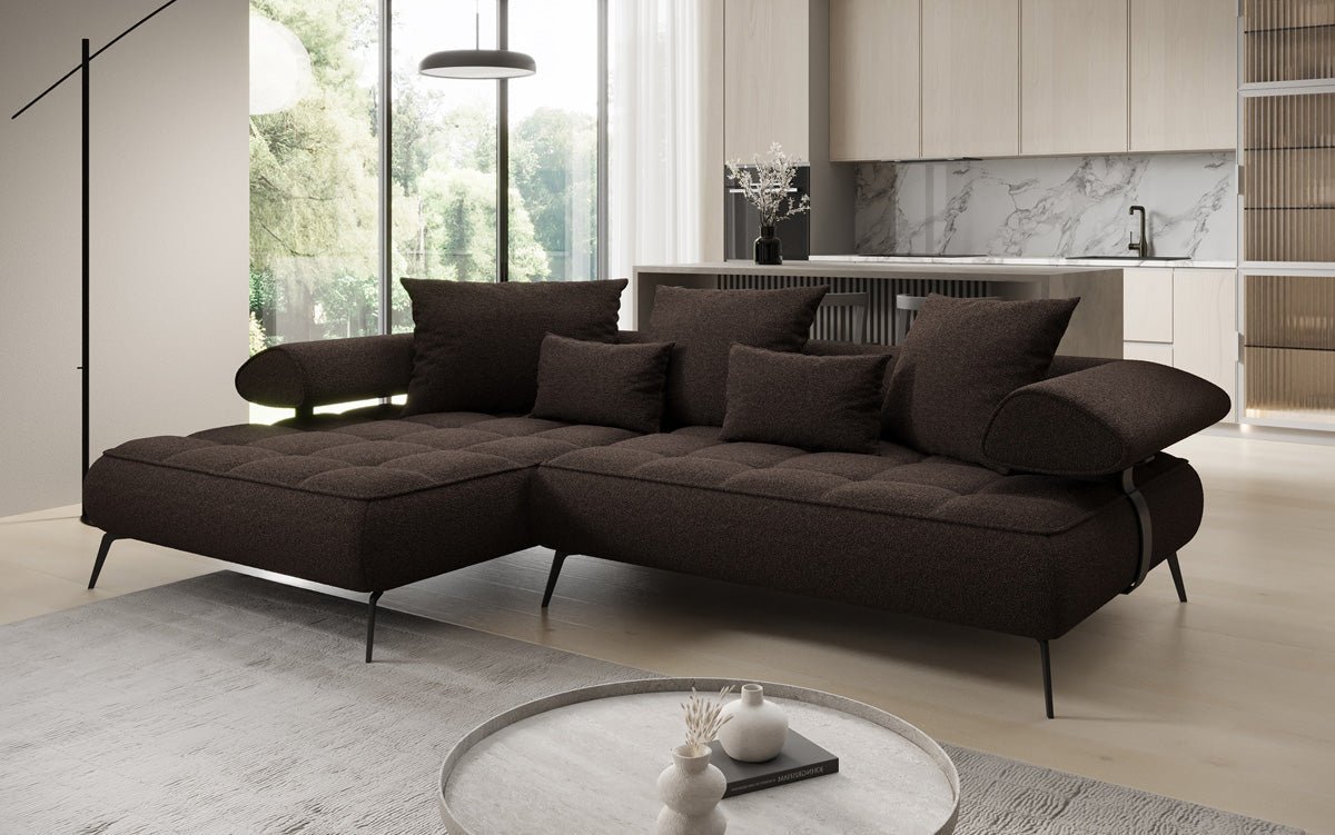 Designer Sofa Sydney L II Bouclé mit elektrischer Schlaffunktion