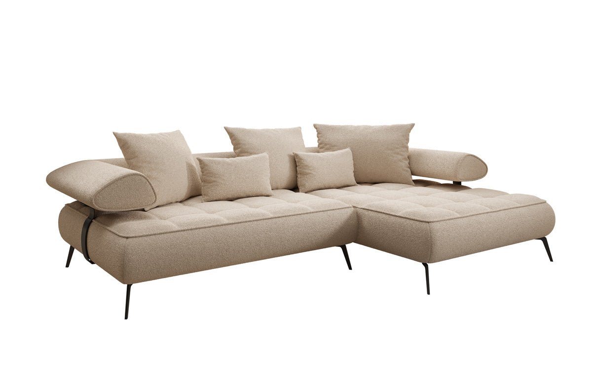 Designer Sofa Sydney L II Bouclé mit elektrischer Schlaffunktion